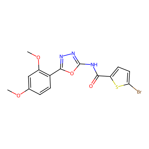 5-bromo-N-[5-(2,4-dimethoxyphenyl)-1,3,4-oxadiazol-2-yl]thiophene-2-carboxamide structure