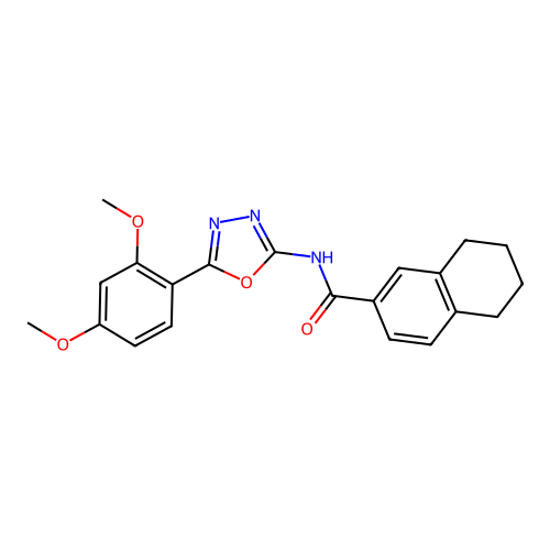 N-[5-(2,4-dimethoxyphenyl)-1,3,4-oxadiazol-2-yl]-5,6,7,8-tetrahydronaphthalene-2-carboxamide structure