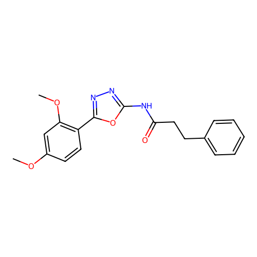 N-[5-(2,4-dimethoxyphenyl)-1,3,4-oxadiazol-2-yl]-3-phenylpropanamide structure
