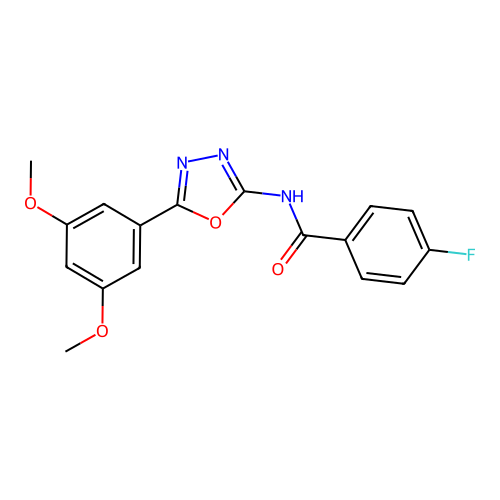 N-[5-(3,5-dimethoxyphenyl)-1,3,4-oxadiazol-2-yl]-4-fluorobenzamide structure