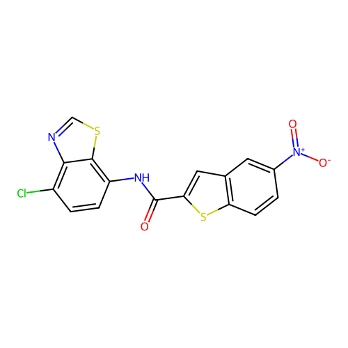 N-(4-chloro-1,3-benzothiazol-7-yl)-5-nitro-1-benzothiophene-2-carboxamide structure
