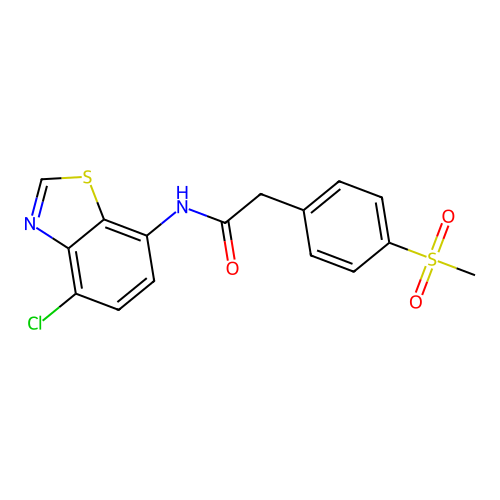 N-(4-chloro-1,3-benzothiazol-7-yl)-2-(4-methylsulfonylphenyl)acetamide structure