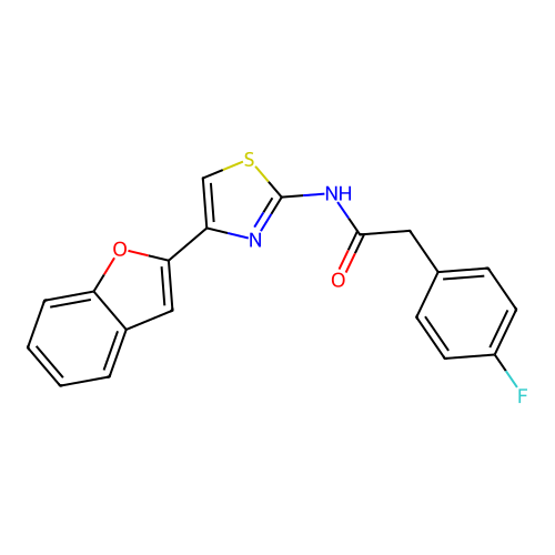 N-[4-(1-benzofuran-2-yl)-1,3-thiazol-2-yl]-2-(4-fluorophenyl)acetamide structure