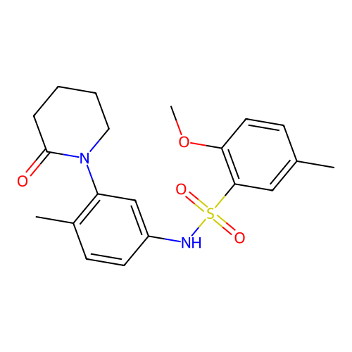2-methoxy-5-methyl-N-(4-methyl-3-(2-oxopiperidin-1-yl)phenyl)benzenesulfonamide structure