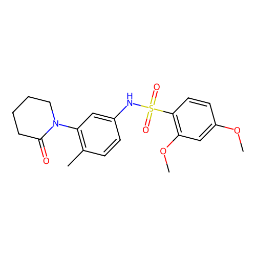 2,4-dimethoxy-N-(4-methyl-3-(2-oxopiperidin-1-yl)phenyl)benzenesulfonamide structure