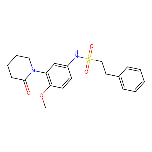 N-(4-methoxy-3-(2-oxopiperidin-1-yl)phenyl)-2-phenylethanesulfonamide structure