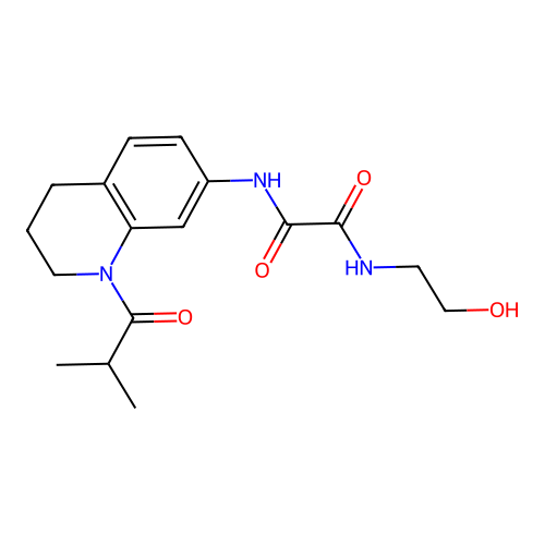 N1-(2-hydroxyethyl)-N2-(1-isobutyryl-1,2,3,4-tetrahydroquinolin-7-yl)oxalamide structure