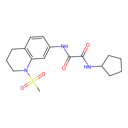 N-cyclopentyl-N'-(1-methylsulfonyl-3,4-dihydro-2H-quinolin-7-yl)oxamide structure