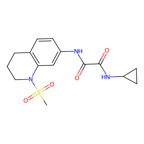 N-cyclopropyl-N'-(1-methylsulfonyl-3,4-dihydro-2H-quinolin-7-yl)oxamide structure