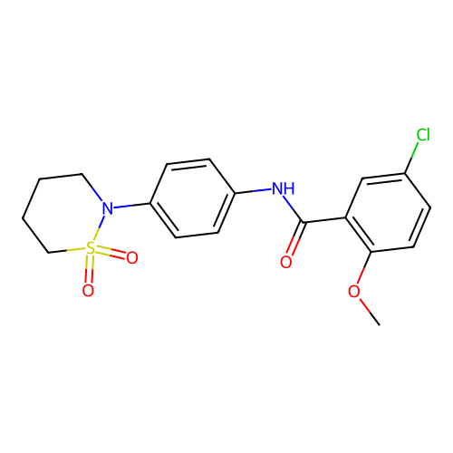5-chloro-N-[4-(1,1-dioxothiazinan-2-yl)phenyl]-2-methoxybenzamide structure