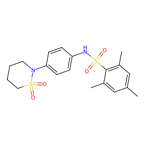 N-[4-(1,1-dioxothiazinan-2-yl)phenyl]-2,4,6-trimethylbenzenesulfonamide structure