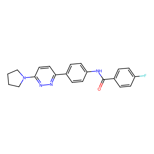 4-fluoro-N-(4-(6-(pyrrolidin-1-yl)pyridazin-3-yl)phenyl)benzamide structure