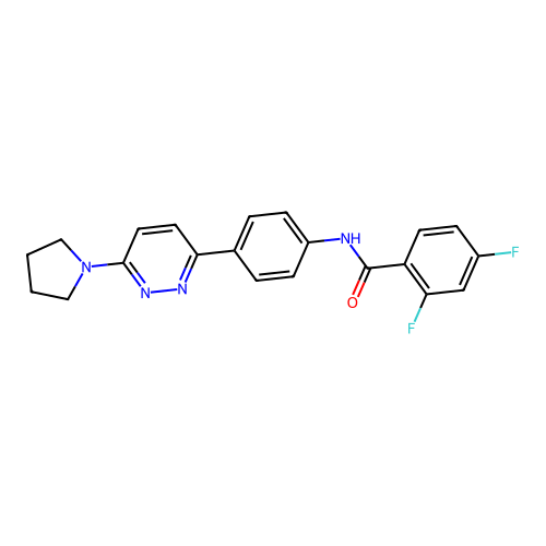 2,4-difluoro-N-(4-(6-(pyrrolidin-1-yl)pyridazin-3-yl)phenyl)benzamide structure