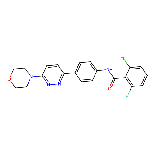 2-chloro-6-fluoro-N-(4-(6-morpholinopyridazin-3-yl)phenyl)benzamide structure