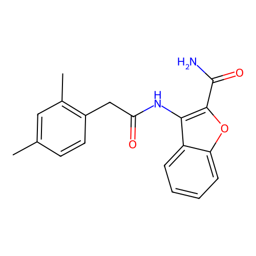 3-[2-(2,4-Dimethylphenyl)acetamido]-1-benzofuran-2-carboxamide structure