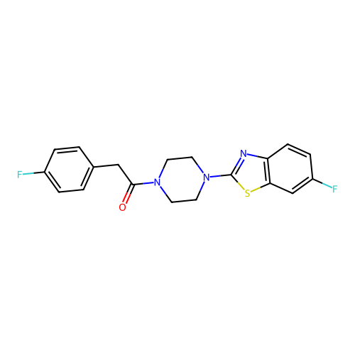 1-(4-(6-Fluorobenzo[d]thiazol-2-yl)piperazin-1-yl)-2-(4-fluorophenyl)ethanone structure