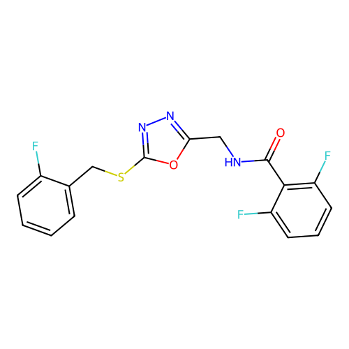2,6-difluoro-N-((5-((2-fluorobenzyl)thio)-1,3,4-oxadiazol-2-yl)methyl)benzamide structure