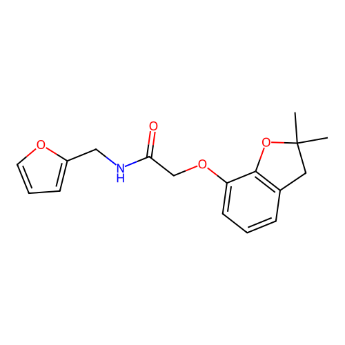 2-[(2,2-dimethyl-3H-1-benzofuran-7-yl)oxy]-N-(furan-2-ylmethyl)acetamide structure