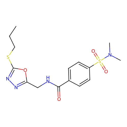 4-(dimethylsulfamoyl)-N-[(5-propylsulfanyl-1,3,4-oxadiazol-2-yl)methyl]benzamide structure
