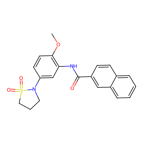 N-(5-(1,1-dioxidoisothiazolidin-2-yl)-2-methoxyphenyl)-2-naphthamide structure