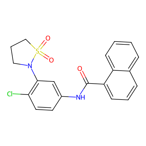 N-(4-chloro-3-(1,1-dioxidoisothiazolidin-2-yl)phenyl)-1-naphthamide structure