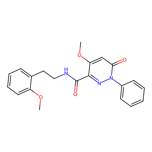 4-methoxy-N-(2-methoxyphenethyl)-6-oxo-1-phenyl-1,6-dihydropyridazine-3-carboxamide structure