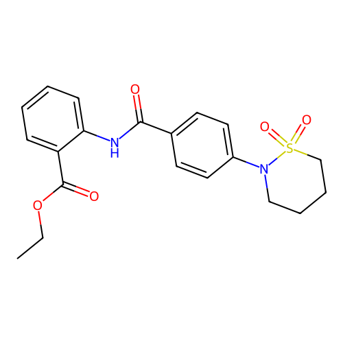 Ethyl 2-(4-(1,1-dioxido-1,2-thiazinan-2-yl)benzamido)benzoate structure