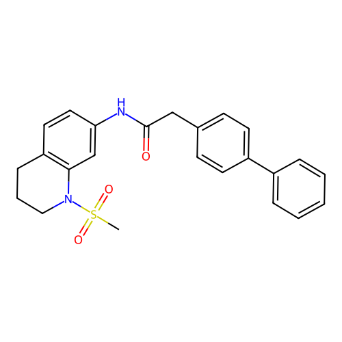N-(1-methylsulfonyl-3,4-dihydro-2H-quinolin-7-yl)-2-(4-phenylphenyl)acetamide structure