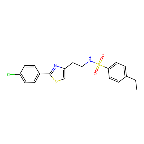 N-(2-(2-(4-chlorophenyl)thiazol-4-yl)ethyl)-4-ethylbenzenesulfonamide structure