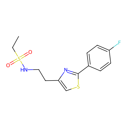 N-(2-(2-(4-fluorophenyl)thiazol-4-yl)ethyl)ethanesulfonamide structure