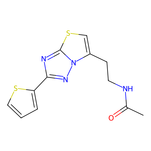 N-(2-(2-(thiophen-2-yl)thiazolo[3,2-b][1,2,4]triazol-6-yl)ethyl)acetamide structure