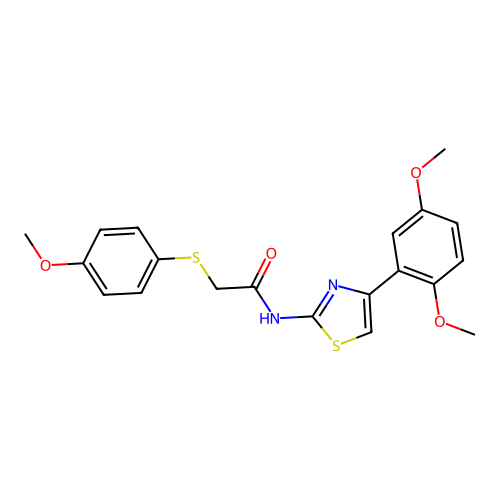 N-(4-(2,5-dimethoxyphenyl)thiazol-2-yl)-2-((4-methoxyphenyl)thio)acetamide structure