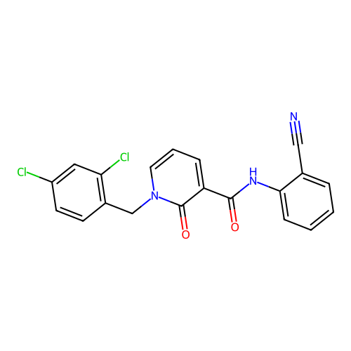 N-(2-cyanophenyl)-1-(2,4-dichlorobenzyl)-2-oxo-1,2-dihydropyridine-3-carboxamide structure