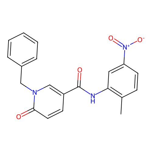1-benzyl-N-(2-methyl-5-nitrophenyl)-6-oxo-1,6-dihydropyridine-3-carboxamide structure