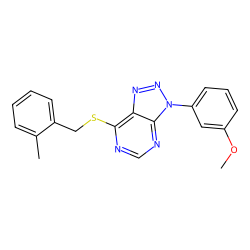 3-(3-Methoxyphenyl)-7-[(2-methylphenyl)methylsulfanyl]triazolo[4,5-d]pyrimidine structure