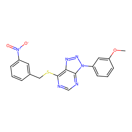 3-(3-methoxyphenyl)-7-((3-nitrobenzyl)thio)-3H-[1,2,3]triazolo[4,5-d]pyrimidine structure
