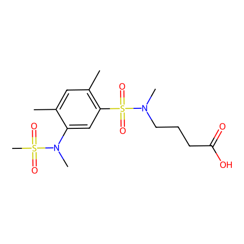4-(N,2,4-trimethyl-5-(N-methylmethylsulfonamido)phenylsulfonamido)butanoic acid structure