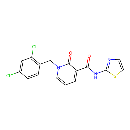 1-(2,4-dichlorobenzyl)-2-oxo-N-(thiazol-2-yl)-1,2-dihydropyridine-3-carboxamide structure