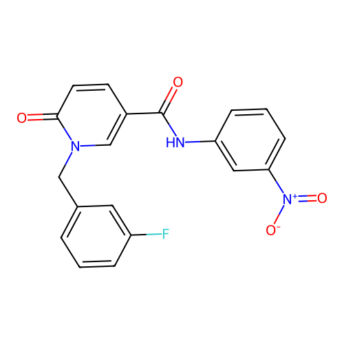 1-[(3-fluorophenyl)methyl]-N-(3-nitrophenyl)-6-oxopyridine-3-carboxamide structure