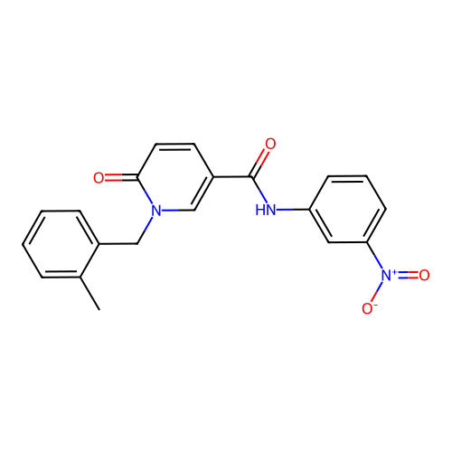 1-[(2-methylphenyl)methyl]-N-(3-nitrophenyl)-6-oxopyridine-3-carboxamide structure