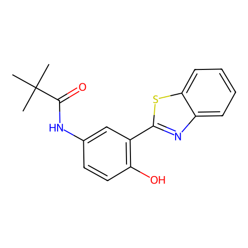 N-(3-(benzo[d]thiazol-2-yl)-4-hydroxyphenyl)pivalamide structure