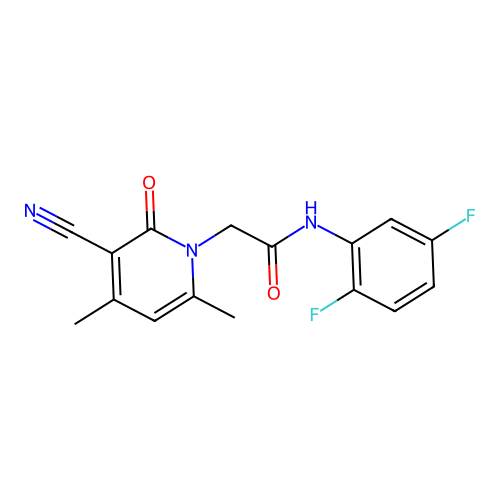 2-(3-cyano-4,6-dimethyl-2-oxopyridin-1-yl)-N-(2,5-difluorophenyl)acetamide structure
