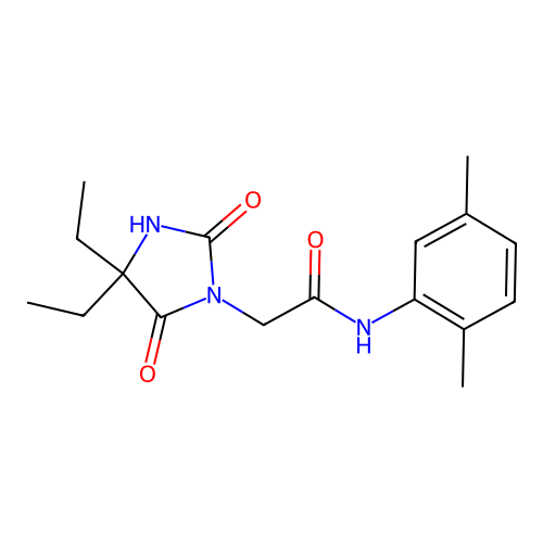 2-(4,4-diethyl-2,5-dioxoimidazolidin-1-yl)-N-(2,5-dimethylphenyl)acetamide structure