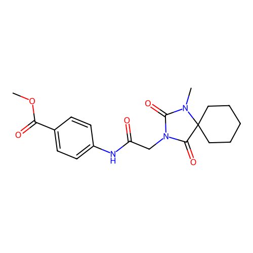 Methyl 4-(2-(1-methyl-2,4-dioxo-1,3-diazaspiro[4.5]decan-3-yl)acetamido)benzoate structure