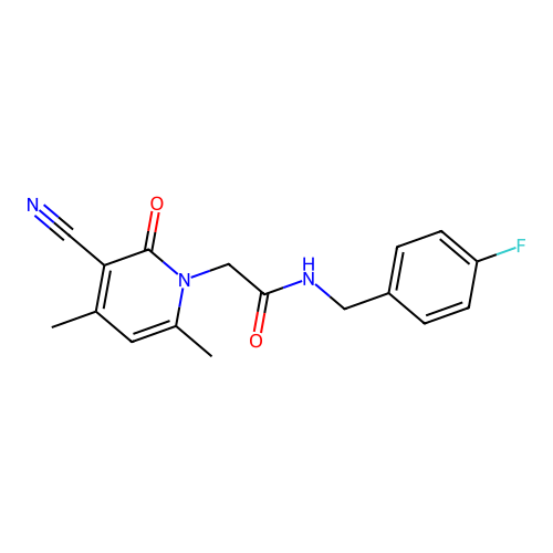 2-(3-cyano-4,6-dimethyl-2-oxopyridin-1-yl)-N-[(4-fluorophenyl)methyl]acetamide structure