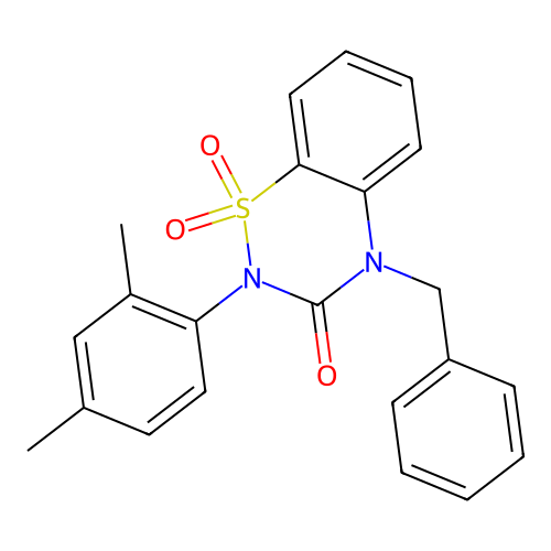 4-benzyl-2-(2,4-dimethylphenyl)-2H-1,2,4-benzothiadiazin-3(4H)-one 1,1-dioxide structure