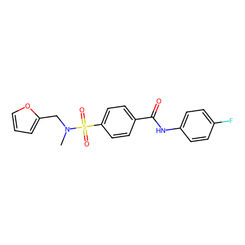N-(4-fluorophenyl)-4-[furan-2-ylmethyl(methyl)sulfamoyl]benzamide structure