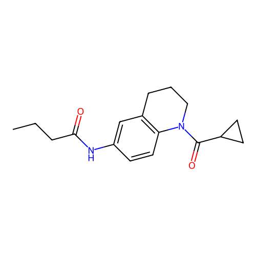 N-(1-(cyclopropanecarbonyl)-1,2,3,4-tetrahydroquinolin-6-yl)butyramide structure
