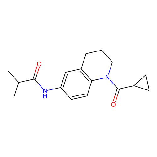 N-(1-(cyclopropanecarbonyl)-1,2,3,4-tetrahydroquinolin-6-yl)isobutyramide structure