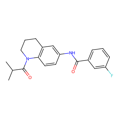 3-fluoro-N-(1-isobutyryl-1,2,3,4-tetrahydroquinolin-6-yl)benzamide structure